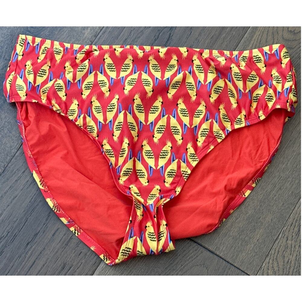Modcloth The Franky Bird Whimsical High-Waisted Bikini Bottom Orange Plus 1X NWT